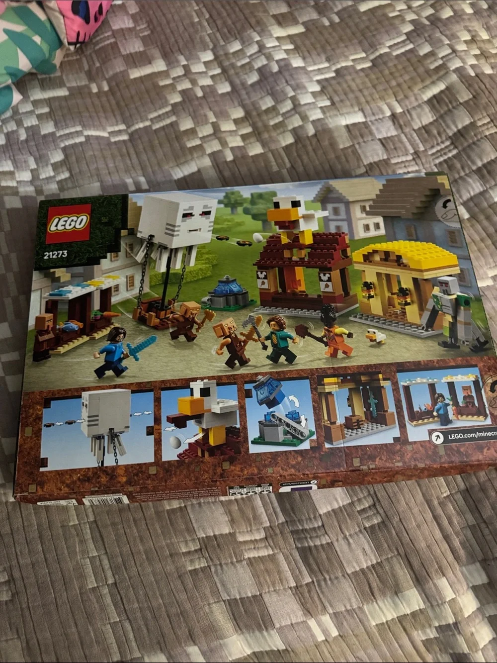 Lego Minecraft Movie Set with Green, Yellow, Brown, Blue, White, Black Accents